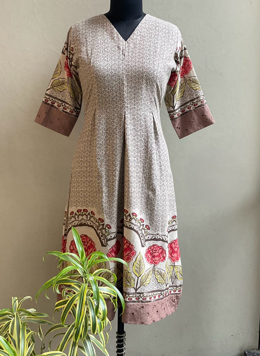 BEIGE PRINTED HAKOBA ALINE DRESS