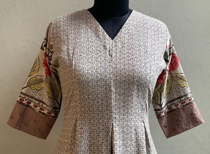 BEIGE PRINTED HAKOBA ALINE DRESS