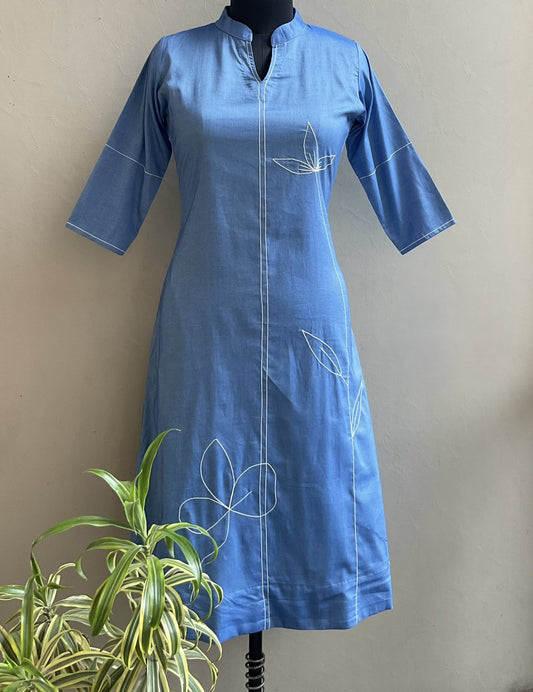 DENIM THREAD ANCHORED ALINE DRESS