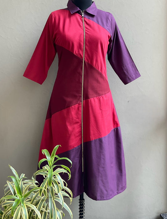 MULTI COLOR COTTON POPLIN ALINE DRESS