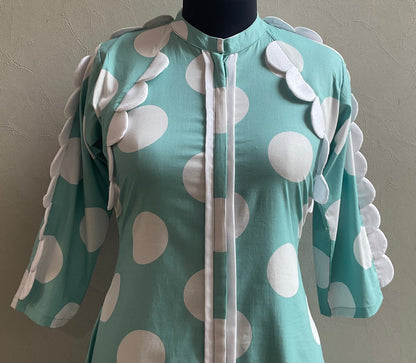 SEA GREEN POLKA ALINE DRESS