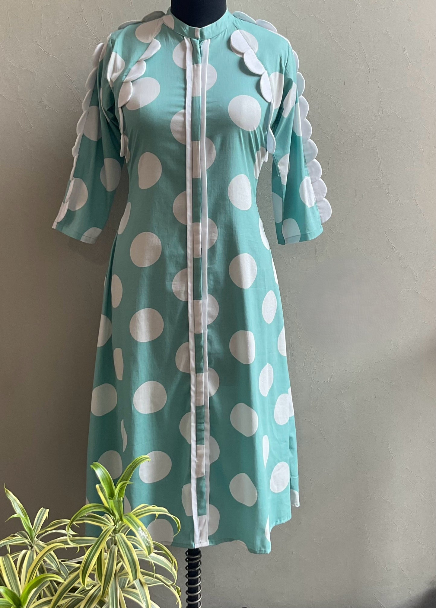 SEA GREEN POLKA ALINE DRESS