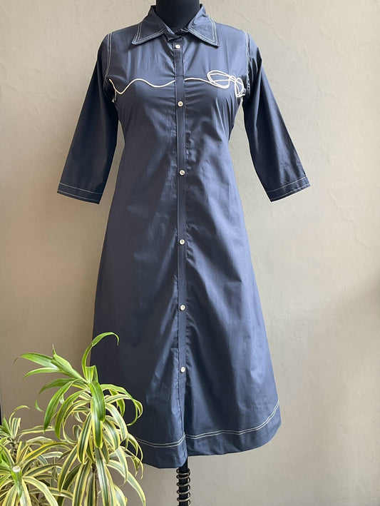 GREY DORI WORKED ALINE DRESS
