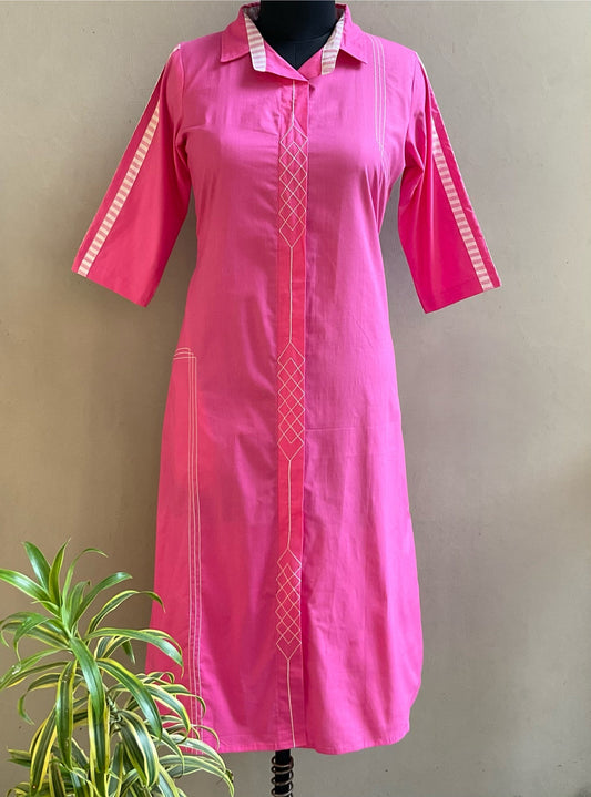 PINK ANCHORED ALINE DRESS