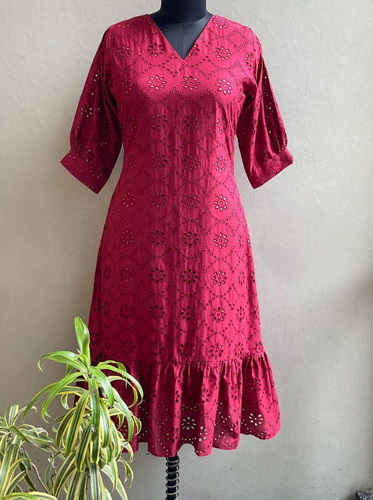 MAROON HAKOBA ALINE DRESS