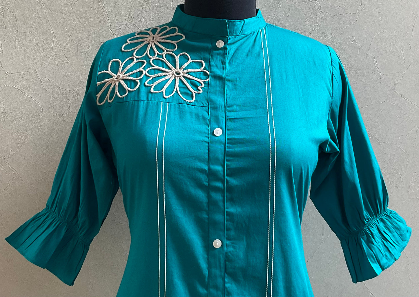 RAMA GREEN DORI WORKED ALINE DRESS