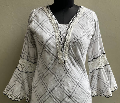 WHITE BELL SLEEVES ALINE DRESS
