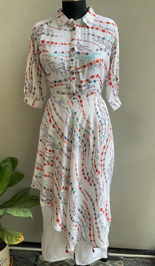 WHITE PRINTED KURTA PANT
