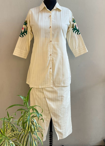 CREAM APPLIQUE WORKED CO-ORD SET