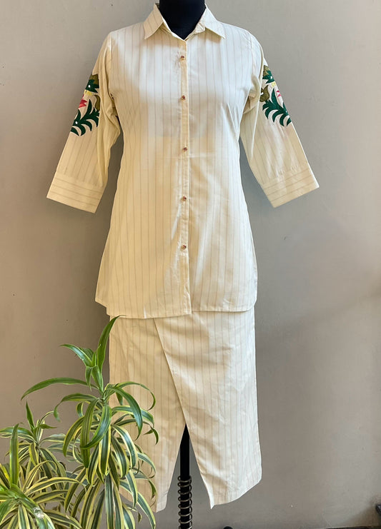 CREAM APPLIQUE WORKED CO-ORD SET