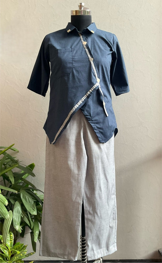 NAVY BLUE METAL EMBELLISHED COORD SET