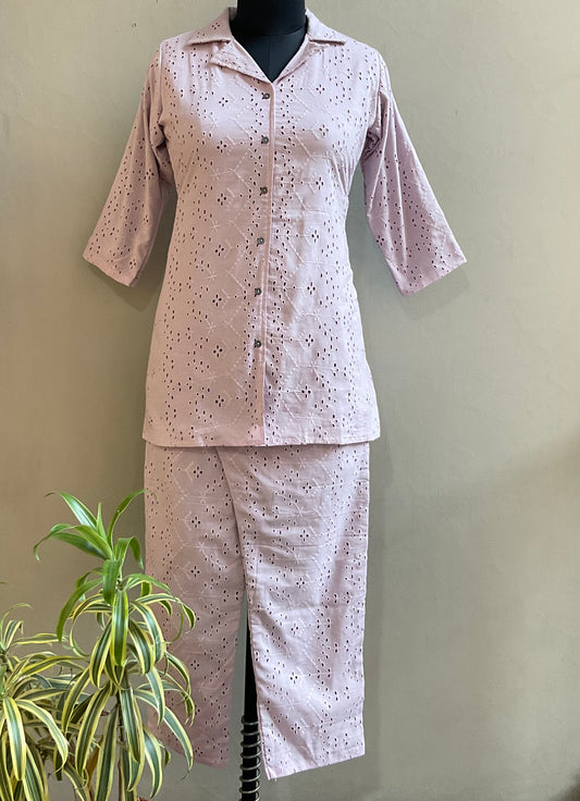 LAVENDER HAKOBA BLAZER NECK CO-ORD SET