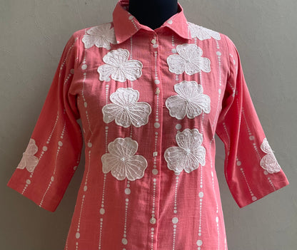 PEACH APPLIQUE CO-ORD SET