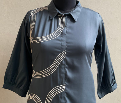 DARK GREY ONE SIDED DORI WORKED COORD SET