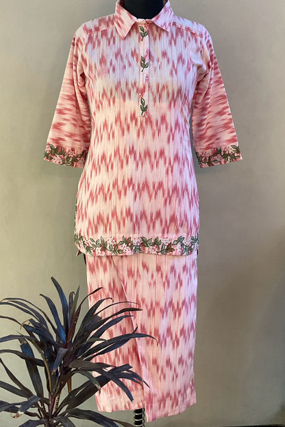 MARRON IKKAT EMBROIDERED COORD SET