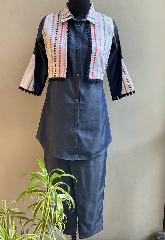 DENIM WITH HAKOBA CO-ORD SET