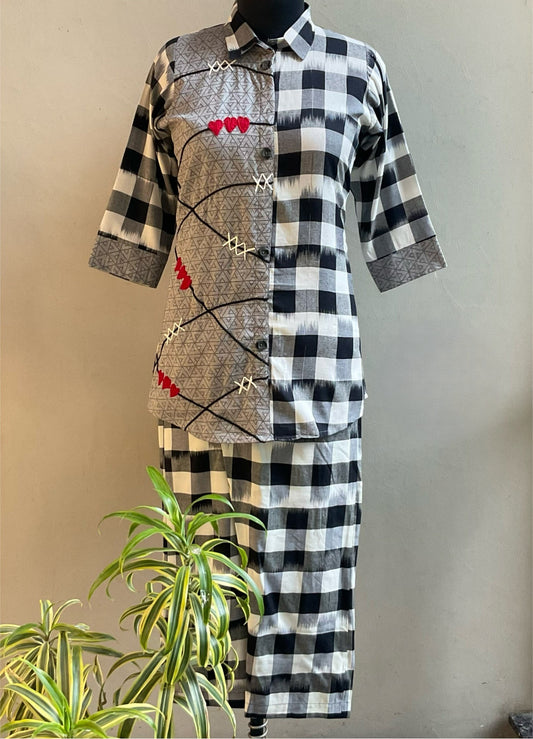 BLACK AND WHITE CHECKS CO-ORD SET