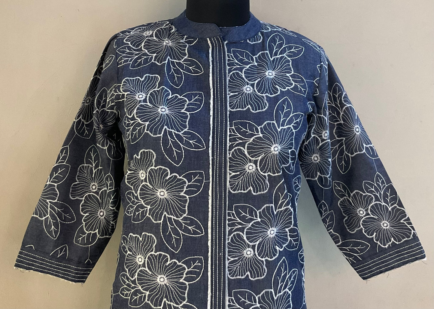 DENIM EMBROIDERED COORD SET