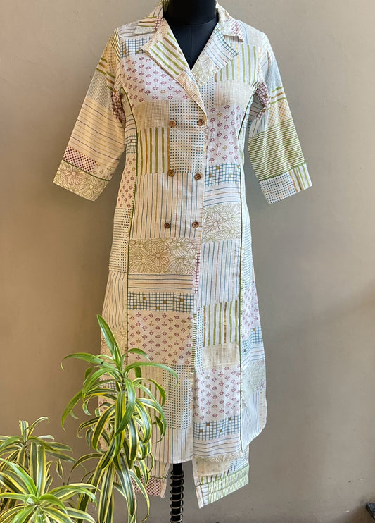 MULTI COLOR PRINTED BLAZER NECK KURTA PANT