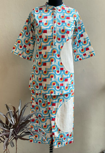 SKY BLUE APPLIQUE WORKED COORD SET