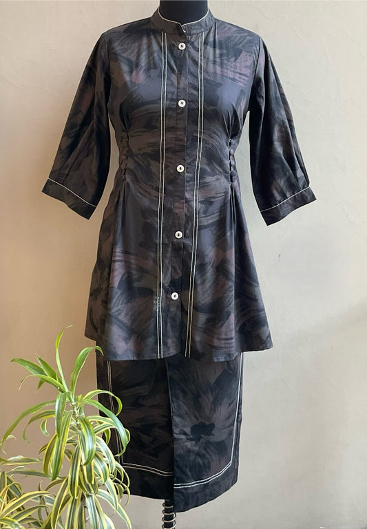 BLACK DIGITAL PRINTED ANCHORED CO-ORD SET
