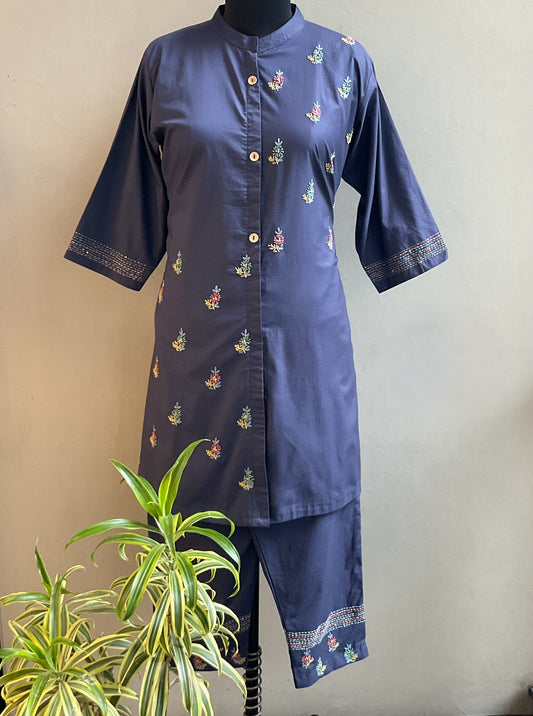 NAVY BLUE HAND EMBROIDERED CO-ORD SET