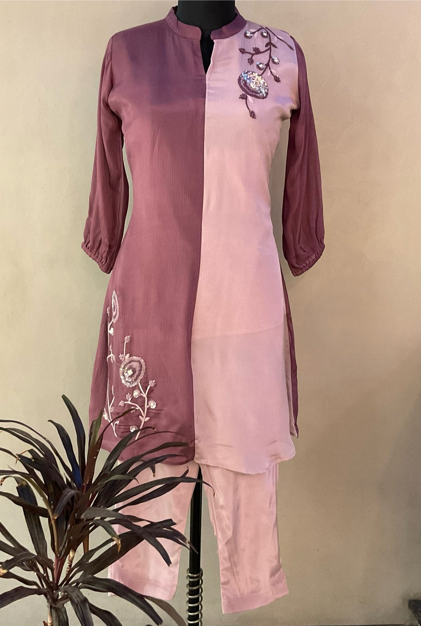 ONION PINK DUET HAND EMBROIDERED COORD SET