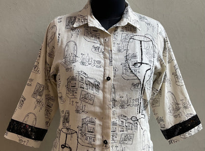 OFF WHITE LINEN SEQUENCE LACED COORD SET