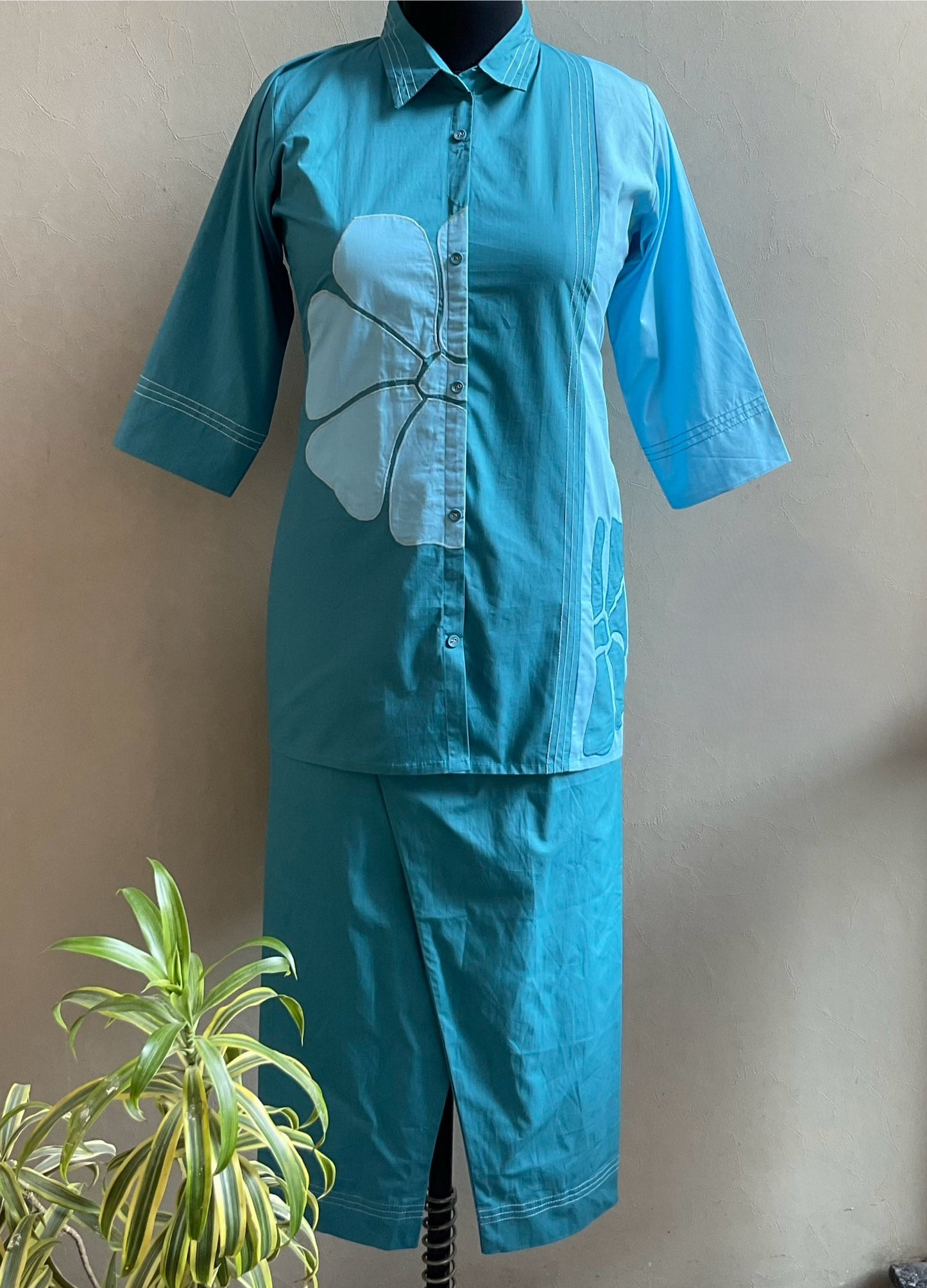 SKY BLUE APPLIQUE WORK COORD SET