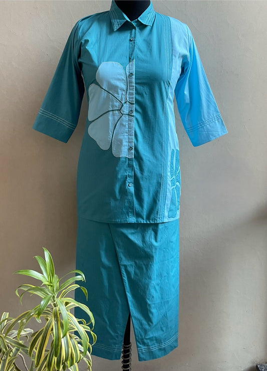 SKY BLUE APPLIQUE WORK COORD SET