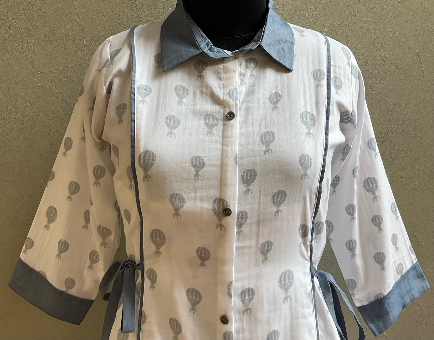 WHITE DOUBLE CLOTH PRINTED COORD SET