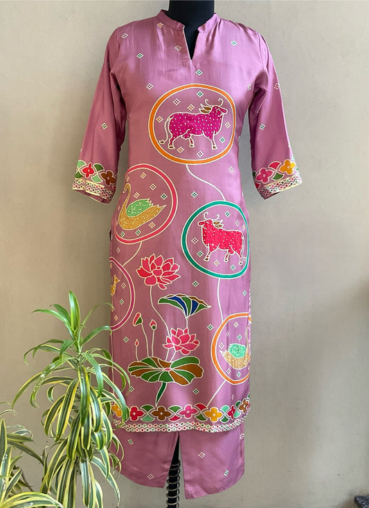 LIGHT MAUVE DIGITAL PRINTED KURTA PANT