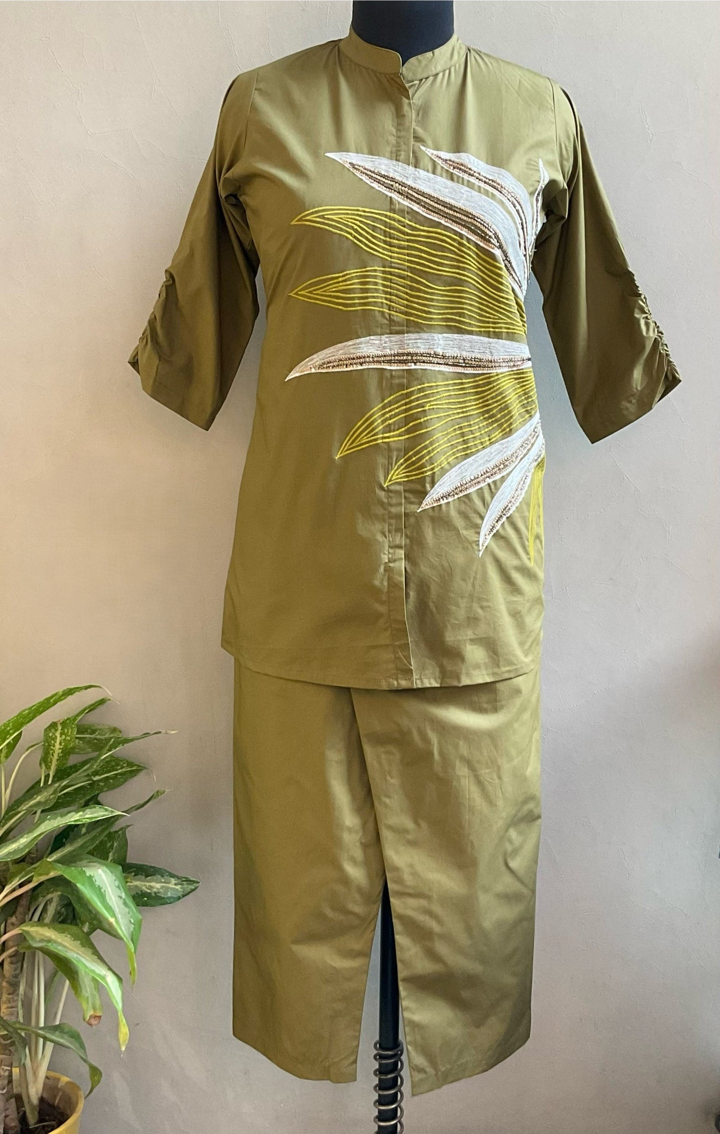 MEHENDI GREEN EMBROIDERED COORD SET