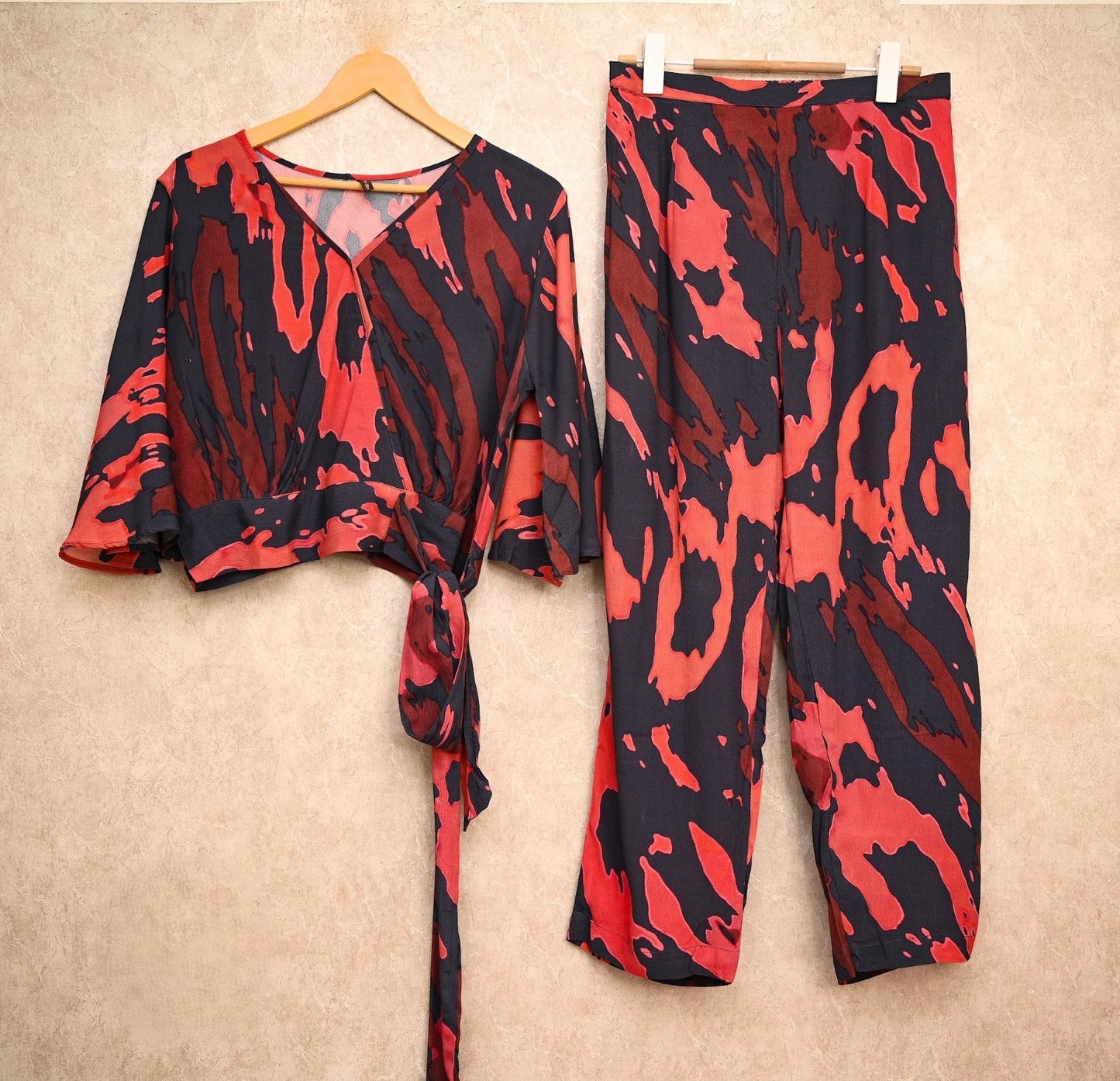 RUST PRINTED CROP COORD SET