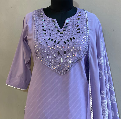 MAUVE HEAVY MIRROR WORK KURTA SET
