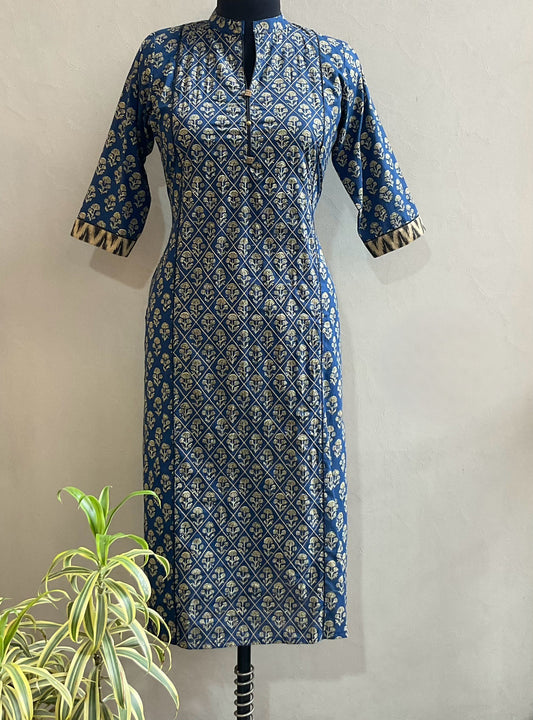 BLUE PRINTED STRAIGHT KURTA