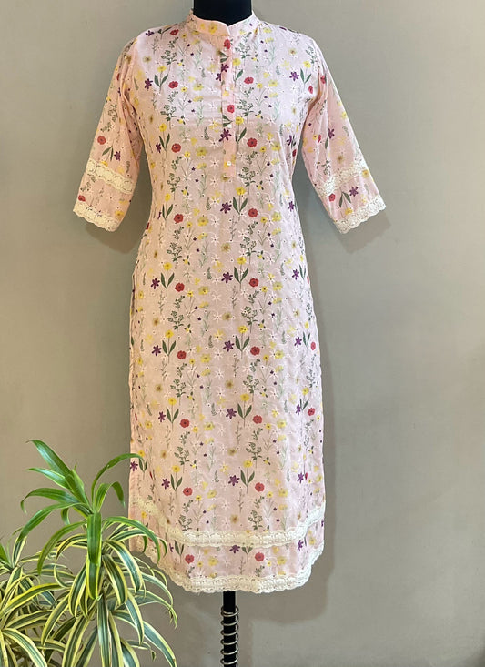 LIGHT PEACH HAKOBA WORK KURTI