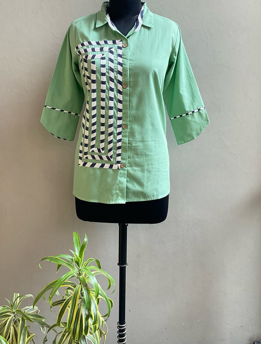 PISTA GREEN ZEBRA STRIP TOP