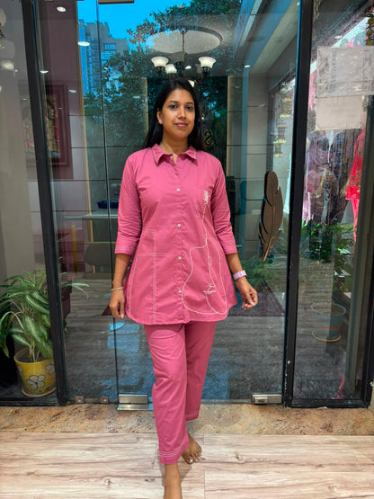 MAGENTA PINK DORI WORKED COORD SET