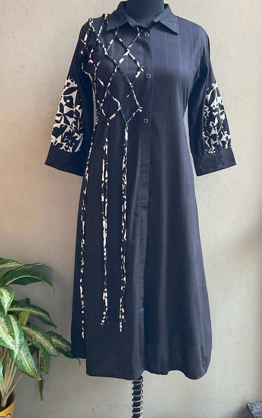 BLACK DORI WORKED ALINE DRESS