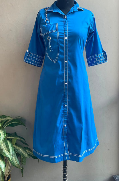 ROYAL BLUE THREAD ANCHOR ALINE DRESS