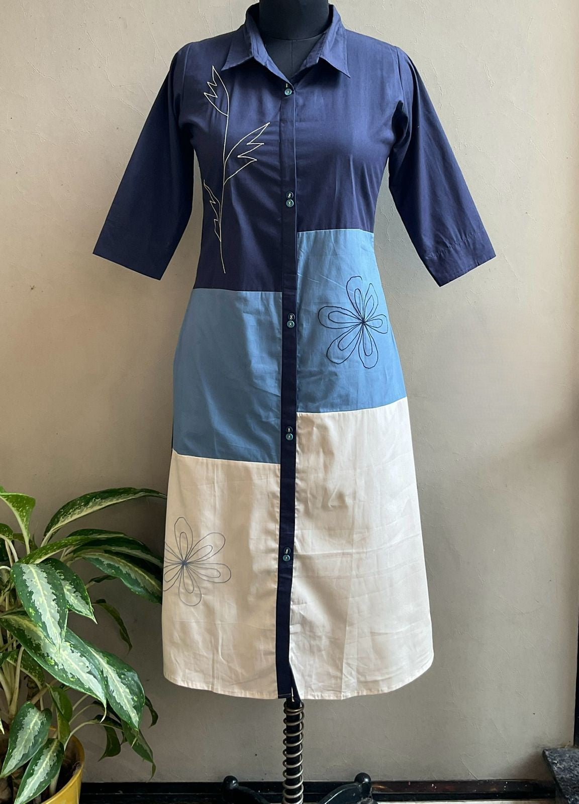 INK BLUE ANCHORED ALINE DRESS