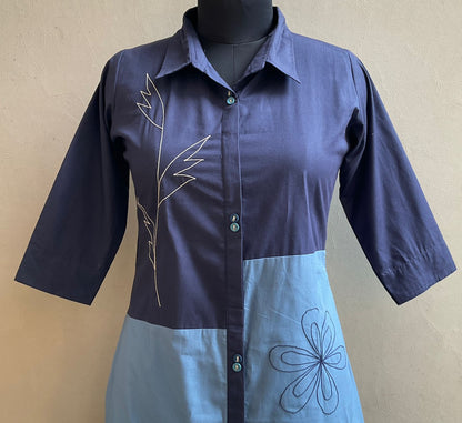 INK BLUE ANCHORED ALINE DRESS