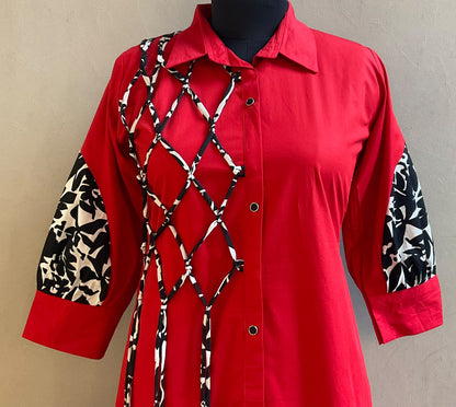 RED DORI DETAILING ALINE DRESS