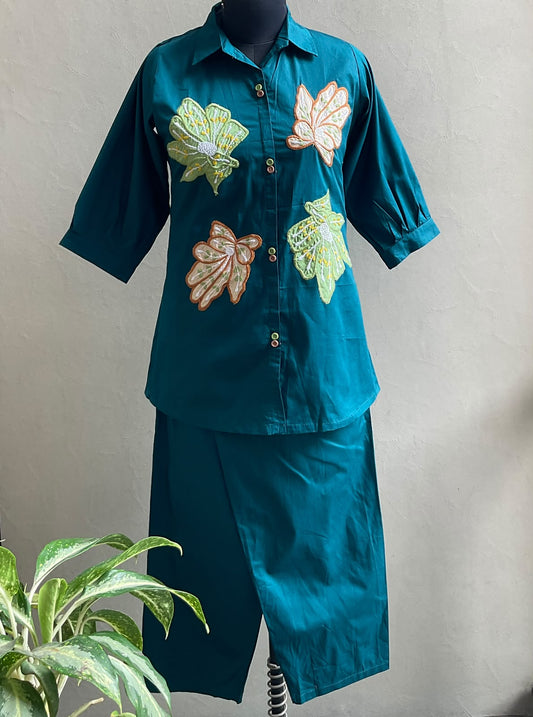 TEAL BLUE APPLIQUE COORD SET