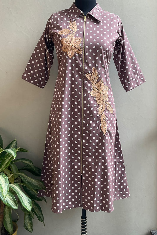 CHOCOLATE POLKA DOTS ALINE DRESS