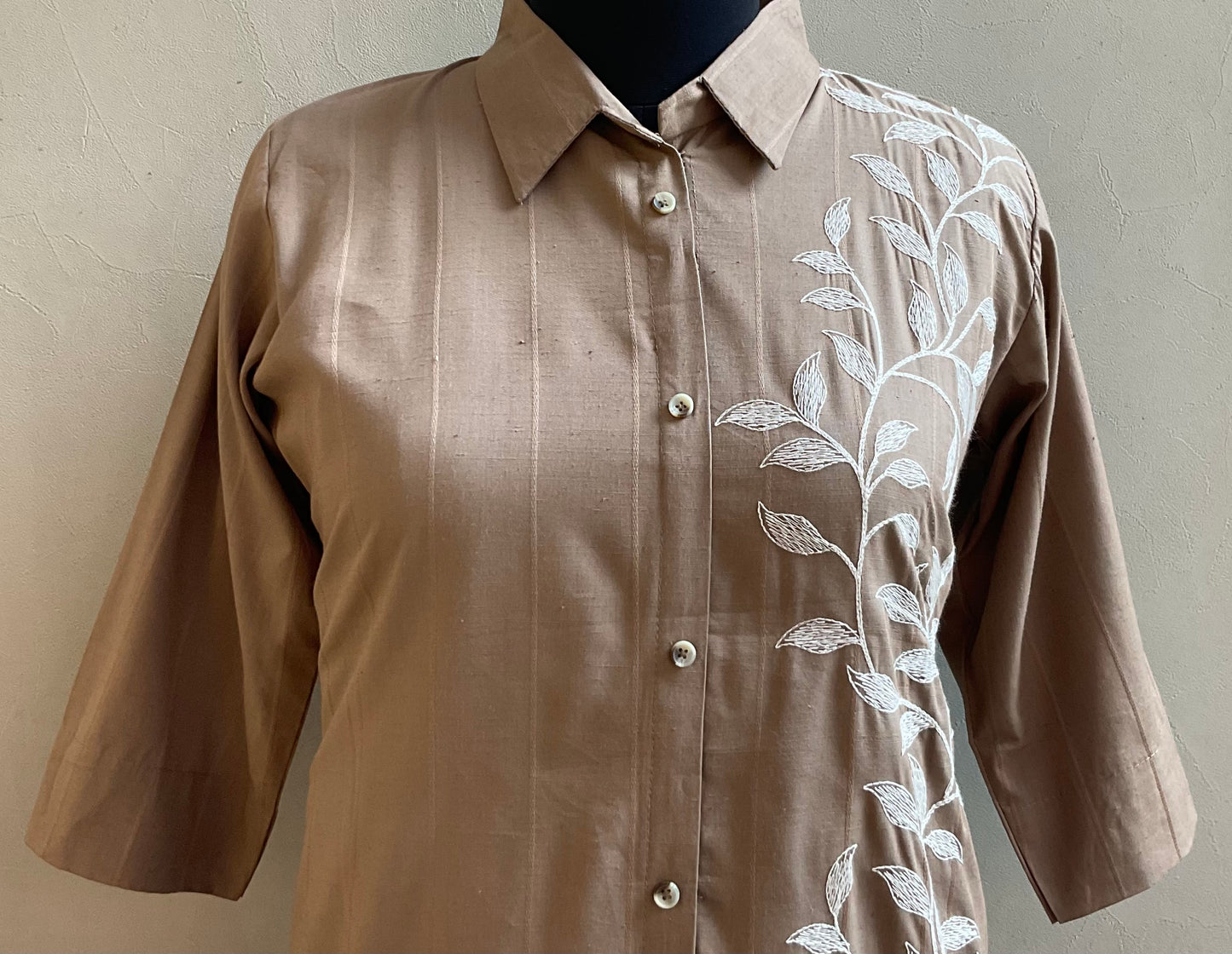 BEIGE THREAD EMBROIDERED COORD SET