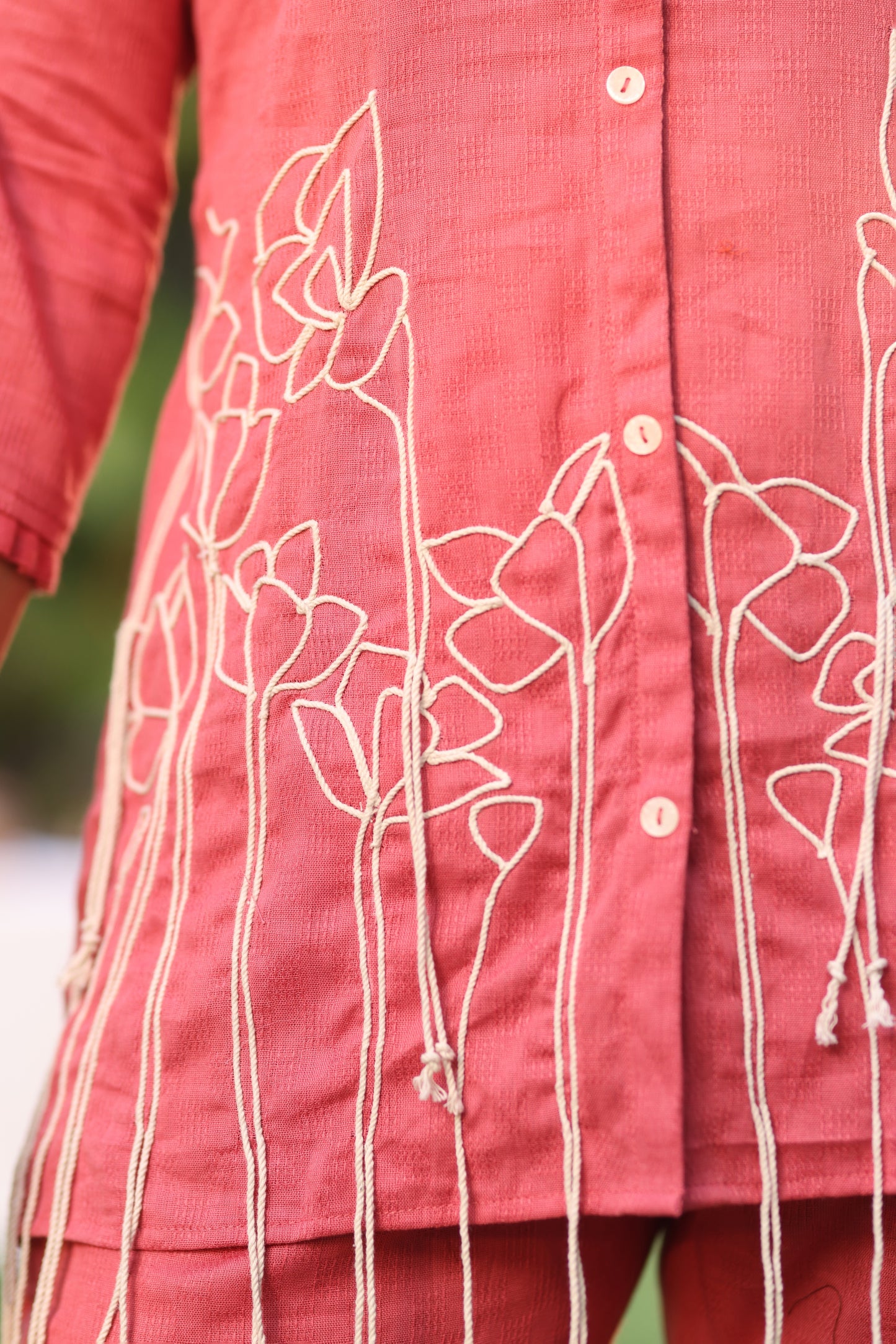 CARROT PINK DORI DETAILING COORD SET