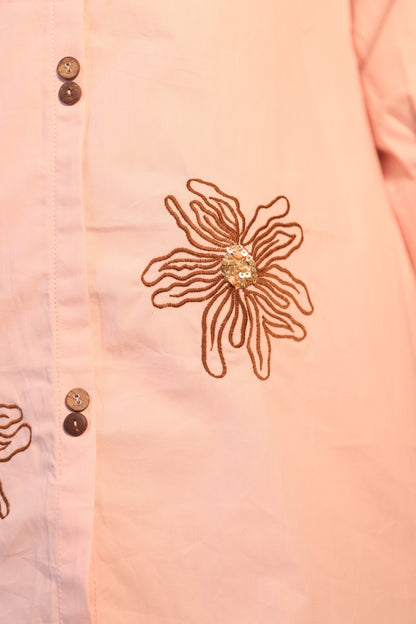 LIGHT PEACH FLORAL EMBROIDERED CO-ORD SET